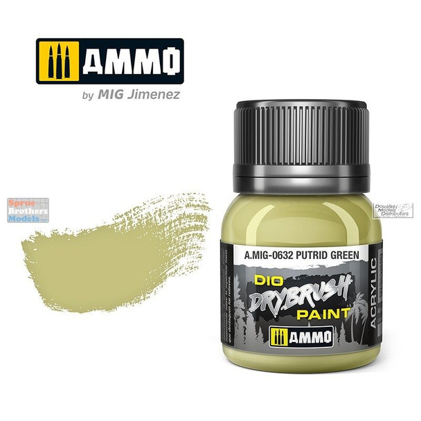 AMM0632 AMMO by Mig Dio Drybrush Paint -  Putrid Green (40ml bottle)