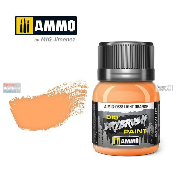 AMM0638 AMMO by Mig Dio Drybrush Paint - Light Orange (40ml bottle)