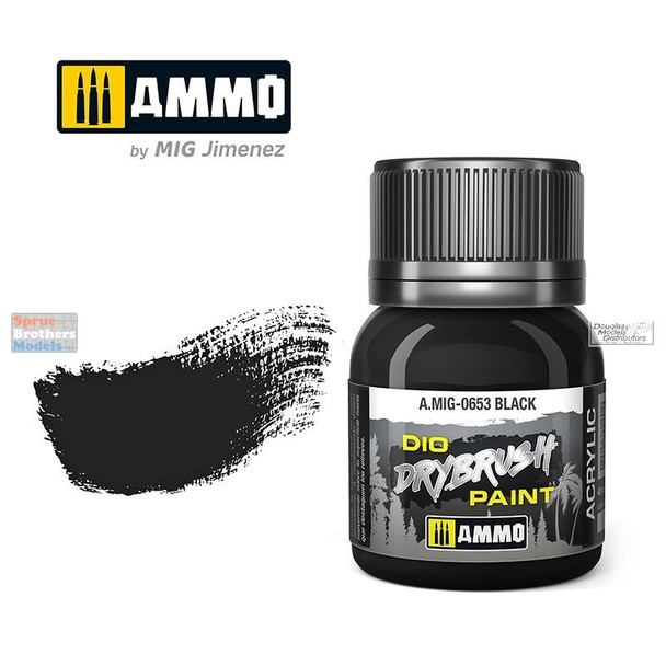 AMM0653 AMMO by Mig Dio Drybrush Paint - Black Brown (40ml bottle)