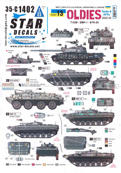 SRD35C1402 1:35 Star Decals - War in Ukraine #13: Ukrainian Oldies. Tanks and AFVs 2022-23