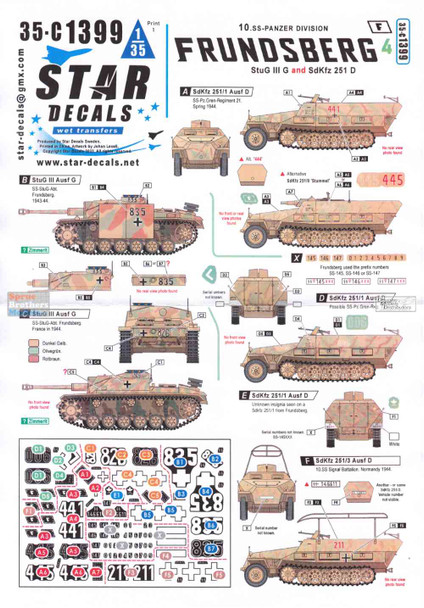 SRD35C1399 1:35 Star Decals - Frundsberg #4: STuG.IIIG & Sd.Kfz.251D