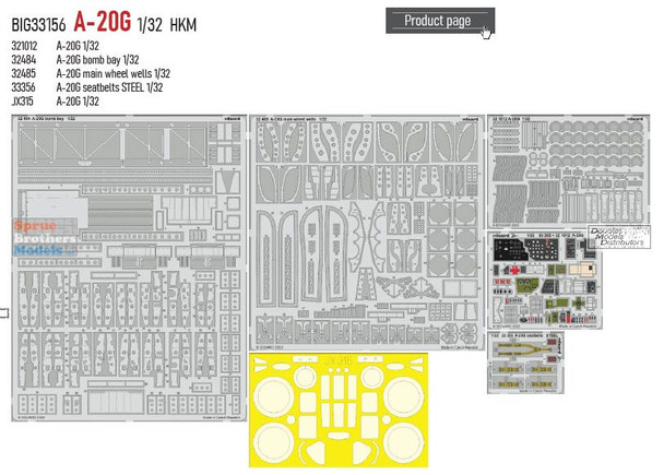 EDUBIG33156 1:32 Eduard BIG ED A-20G Havoc Detail Set (HKM kit)