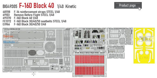 EDUBIG49385 1:48 Eduard BIG ED F-16D Block 40 Falcon Super Detail Set (KIN kit)