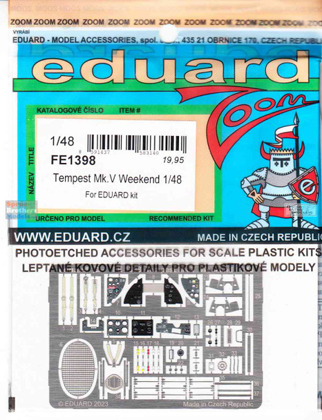 EDUFE1398 1:48 Eduard Color Zoom PE - Tempest Mk.V Weekend (EDU kit)
