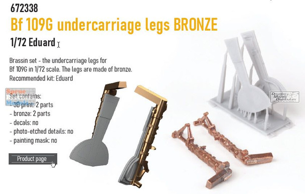 EDU672338 1:72 Eduard Brassin Bf109G Undercarriage Legs [bronze] (EDU kit)