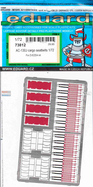 EDU73812 1:72 Eduard Color PE - AC-130J Ghostrider Cargo Seatbelts (ZVE kit)