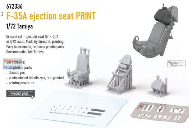 EDU672336 1:72 Eduard Brassin PRINT F-35A Lightning II Ejection Seat (TAM kit)