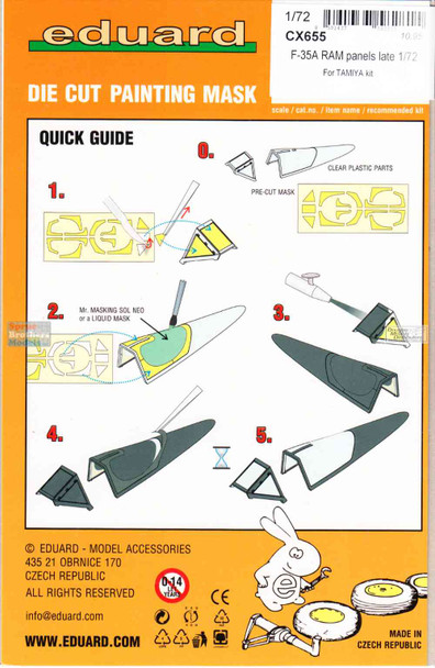 EDUCX655 1:72 Eduard Mask - F-35A Lightning II RAM Panels Late (TAM kit)