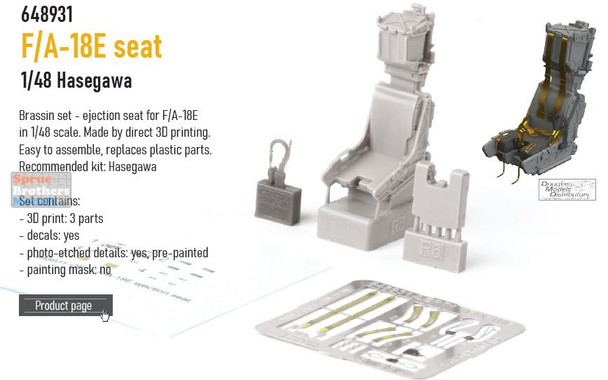 EDU648931 1:48 Eduard Brassin Print - F-18E Super Hornet Ejection Seat (HAS kit)