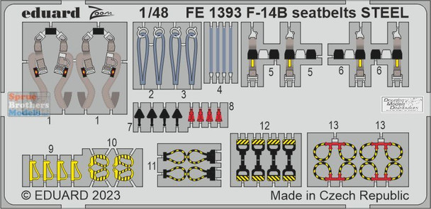 EDUFE139 1:48 Eduard Color Zoom PE - F-14B Tomcat Seatbelts (GWH kit)