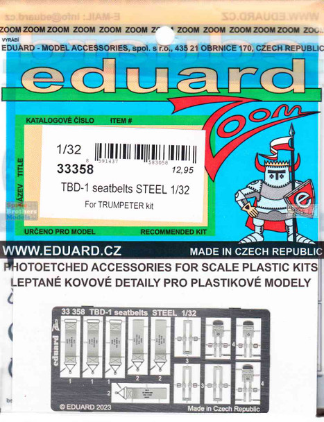 EDU33358 1:32 Eduard Color Zoom PE - TBD-1 Devastator Seatbelts (TRP kit)