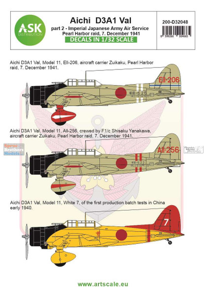 ASKD32048 1:32 ASK/Art Scale Decals - D3A1 Val Part 2: Pearl Harbor Raid December 7, 1941