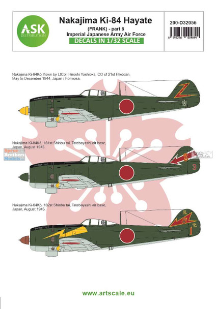 ASKD32056 1:32 ASK/Art Scale Decals - Ki-84 Hayate (Frank) Part 6: IJAAF