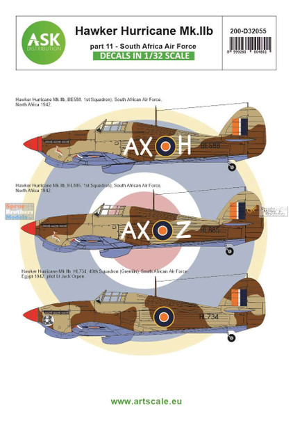 ASKD32055 1:32 ASK/Art Scale Decals - Hurricane Mk. IIb Part 11: South African Air Force