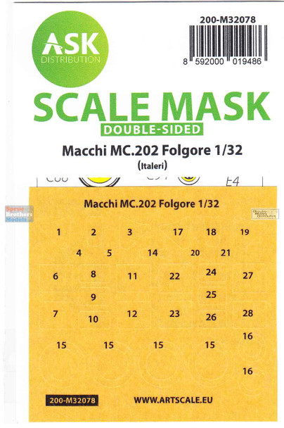 ASKM32078 1:32 ASK/Art Scale Double Sided Mask - Mc.202 Folgore (ITA kit)