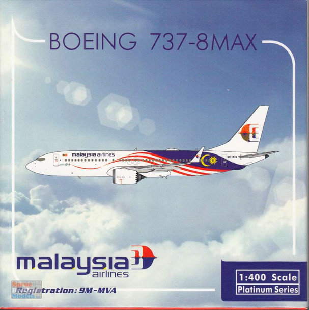 PHX11831 1:400 Phoenix Model Malaysia Airlines B737 Max8 Reg #9M-MVA (pre-painted/pre-built)