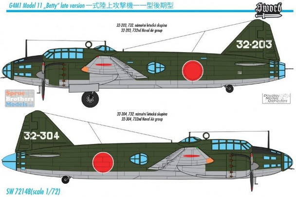 SWD72148 1:72 Sword G4M1 Model 11 Betty Late Version