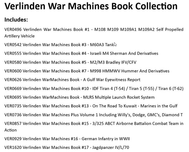 VER-WMC Verlinden War Machines Book Value Pack (13 books)