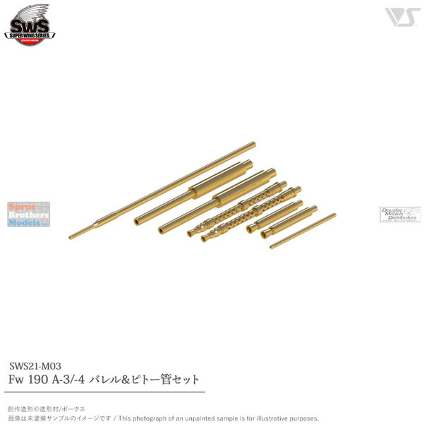 ZKMA31891 1:32 Zoukei-Mura Fw190A-3 Fw190A-4 Turned Metal Machine Gun and Pitot Tube Set (ZKM kit)