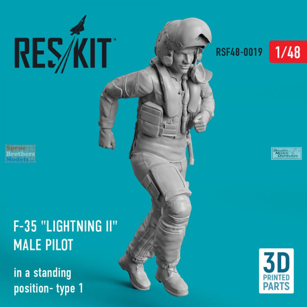 RESRSF480019F 1:48 ResKit F-35A Lightning II Male Pilot Standing - Type 1