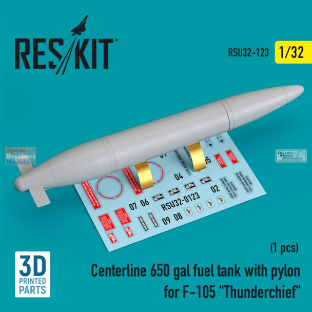 RESRSU320123U 1:32 ResKit Centerline 650-gallon Fuel Tank with Pylon for F-105 Thunderchief