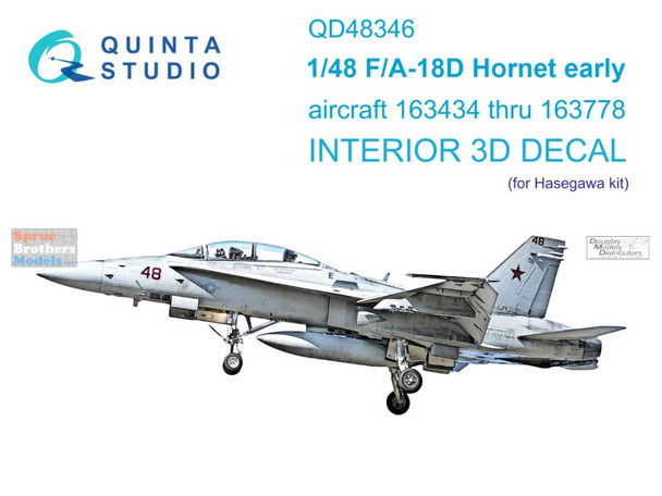 QTSQD48346 1:48 Quinta Studio Interior 3D Decal - F-18D Hornet BuNo 163434-163778 (HAS kit)