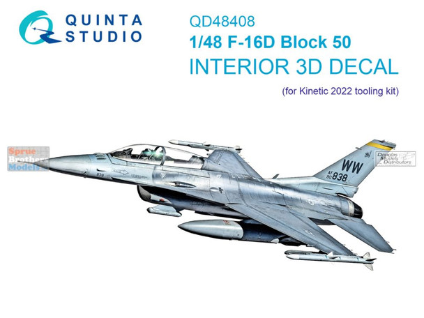 QTSQD48408 1:48 Quinta Studio Interior 3D Decal - F-16D Block 50 Falcon (KIN kit)