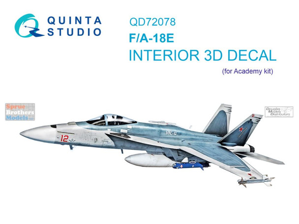 QTSQD72078 1:72 Quinta Studio Interior 3D Decal - F-18E Super Hornet (ACA kit)