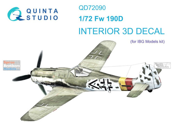 QTSQD72090 1:72 Quinta Studio Interior 3D Decal - Fw190D (IBG kit)