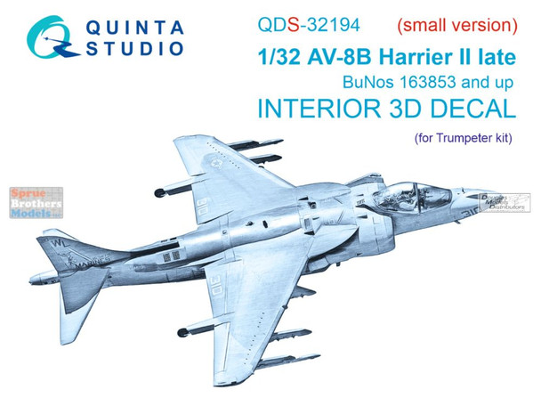 QTSQDS32194 1:32 Quinta Studio Interior 3D Decal - AV-8B Harrier II Late (BuNos 163853 and up) (TRP kit) Small Version