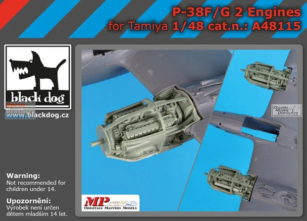 BLDA48115A 1:48 Black Dog P-38F P-38G Lightning Engine Set [2 engines] (TAM kit)
