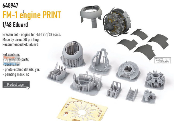 EDU648947 1:48 Eduard Brassin Print - FM-1 Wildcat Engine (EDU kit)