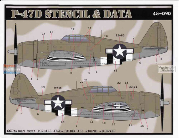 FUR48090 1:48 Furball Aero Design P-47D Thunderbolt Stencil & Data