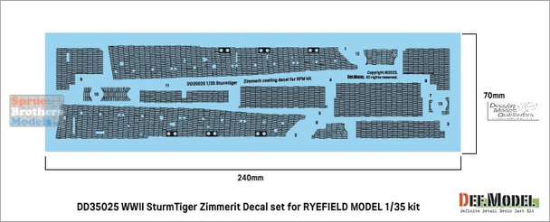 DEFDD35025 1:35 DEF Decal - Sturmtiger Zimmerit Coating Water Slide Decal Sheet (RFM kit)