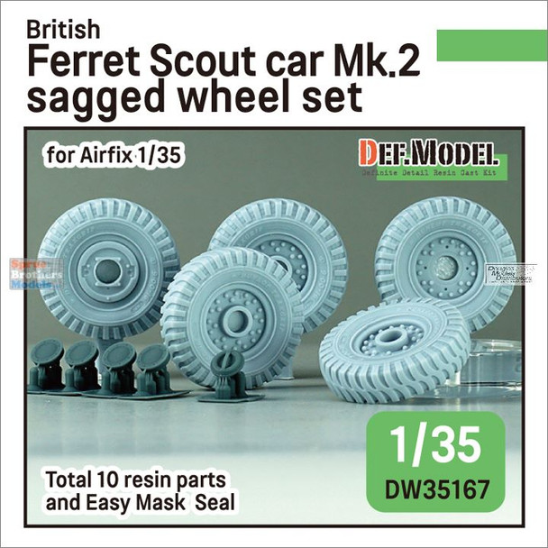 DEFDW35167 1:35 DEF Model Ferret Scout Car Mk.2 Sagged Wheel Set (AFX kit)