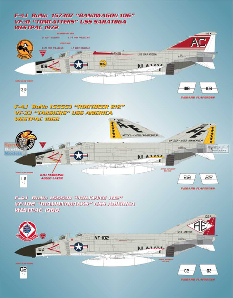 BMA48032 1:48 Bullseye Model Aviation Decals - F-4J Phantom II Fleet Phantoms VII 'Yankee Station MiG Fighters'