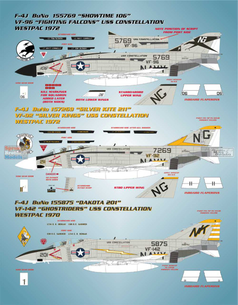 BMA48032 1:48 Bullseye Model Aviation Decals - F-4J Phantom II Fleet Phantoms VII 'Yankee Station MiG Fighters'