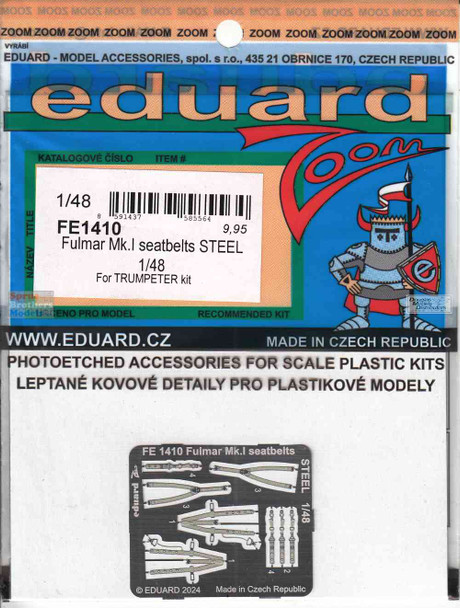 EDUFE1410 1:48 Eduard Color Zoom PE - Fulmar Mk.I Seatbelts (TRP kit)