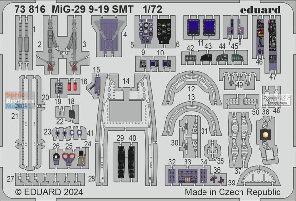 EDU73816 1:72 Eduard Color PE - MiG-29 9-19 SMT Fulcrum Detail Set (GWH kit)