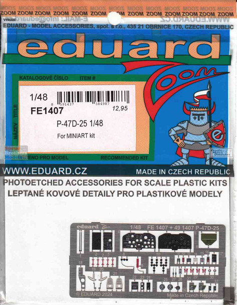 EDUFE1407 1:48 Eduard Color Zoom PE - P-47D-25 Thunderbolt (MIA kit)