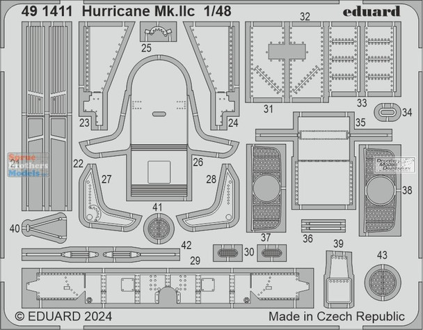 EDU491411 1:48 Eduard Color PE - Hurricane Mk.IIc Detail Set (HBS kit)