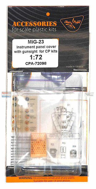 CLPCPA72098A 1:72 Clear Prop Models MiG-23 Flogger Instrument Panel Covers with Gunsight (CLP kit)