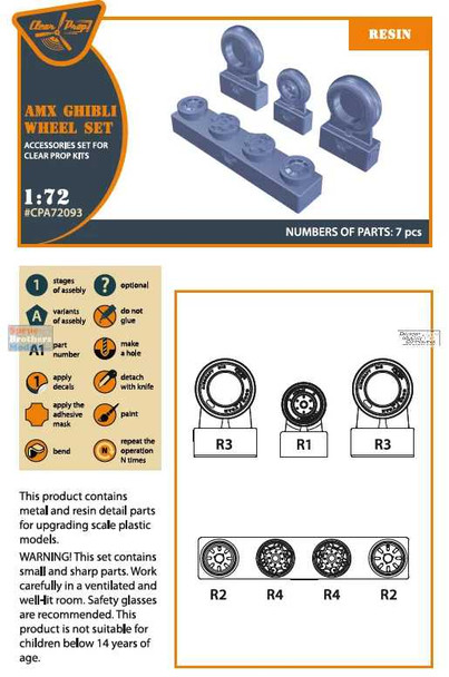 CLPCPA72093A 1:72 Clear Prop Models AMX Ghibli Wheels Set (ITA kit)