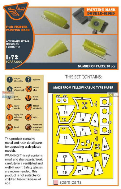 CLPCPA72090A 1:72 Clear Prop Models F-2B Double Sided Paint Mask (FNM kit)