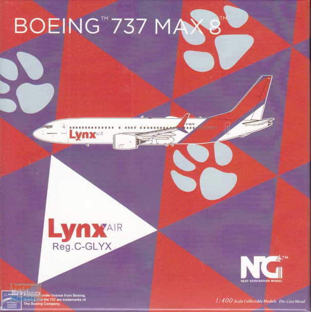 NGM88028 1:400 NG Model Lynx Air B737 Max8 Reg #C-GLYX Paw Prints (pre-painted/pre-built)