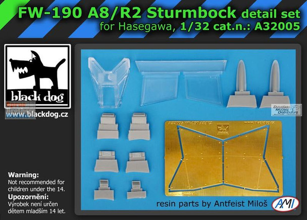 BLDA32005A 1:32 Black Dog Fw190A-8/R2 Sturmbock Detail Set (HAS kit)