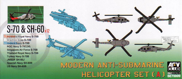 AFV70009 1:700 AFV Club Modern Anti-Submarine Helicopters Set A