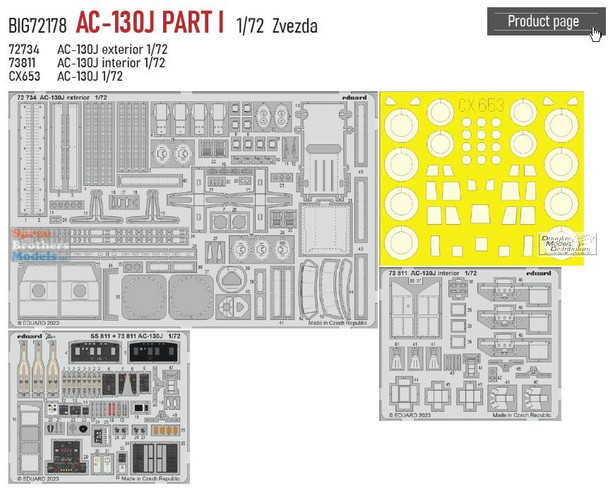 EDUBIG72178 1:72 Eduard BIG ED AC-130J Spectre Part 1 Detail Set (ZVE kit)