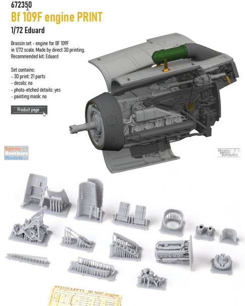 EDU672350 1:72 Eduard Brassin PRINT Bf109F Engine (EDU kit)