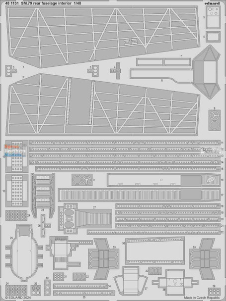 EDU481131 1:48 Eduard PE -SM.79 Sparviero Rear Fuselage Interior Detail Set (EDU kit)